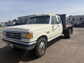 1990 Ford F-350 XLT Lariat Dually Deisel Flat Bed Truck Photo 2